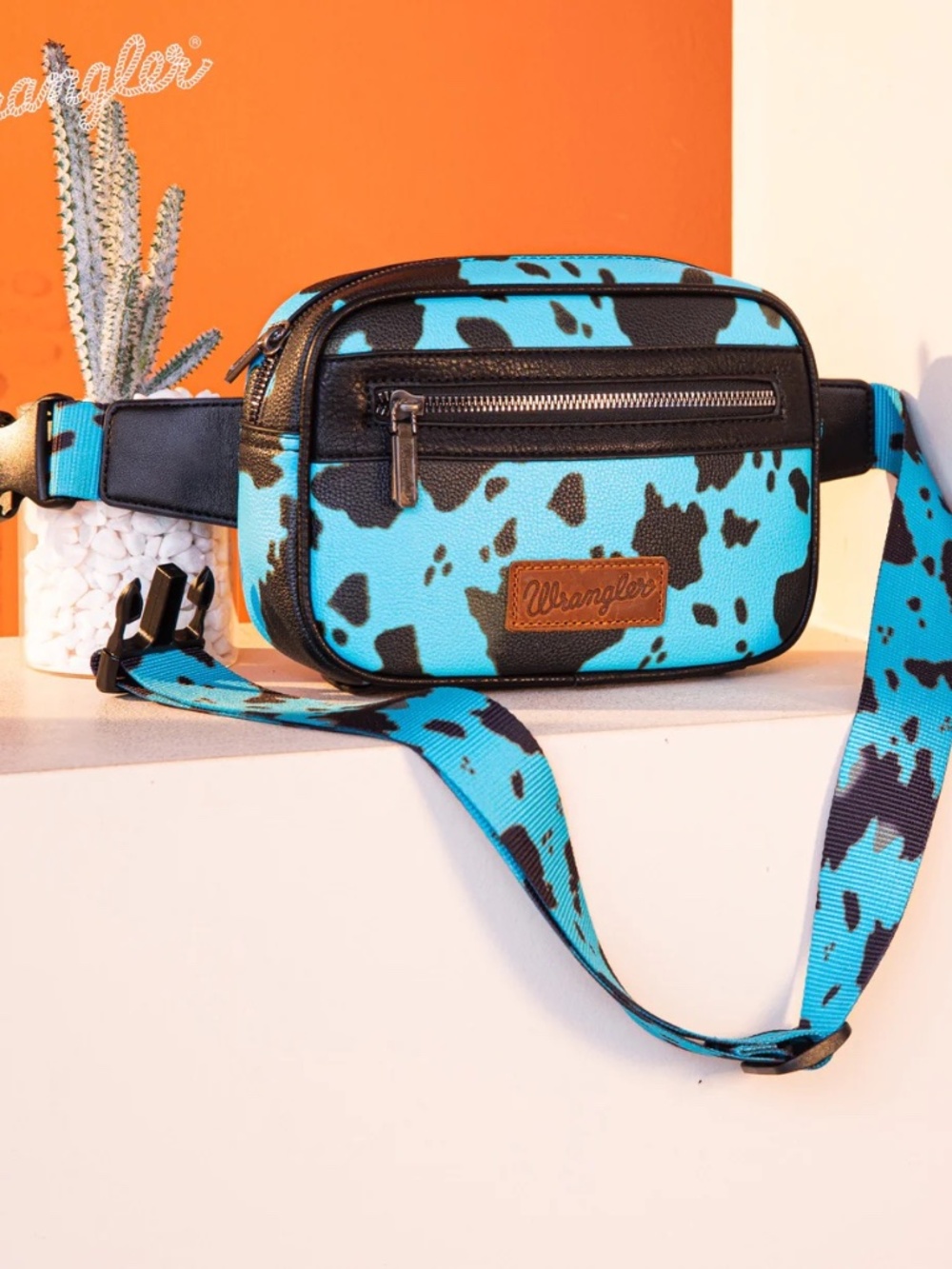 Wrangler Cow Print Belt-Bag - Turquoise